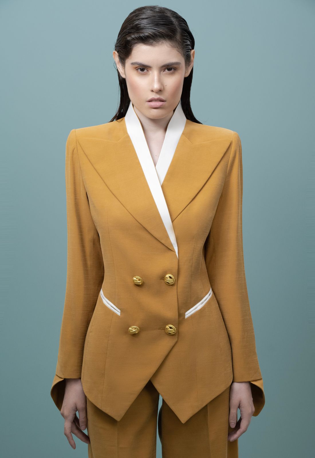 Blazer susurro elegante de doble Botonadura para Mujer